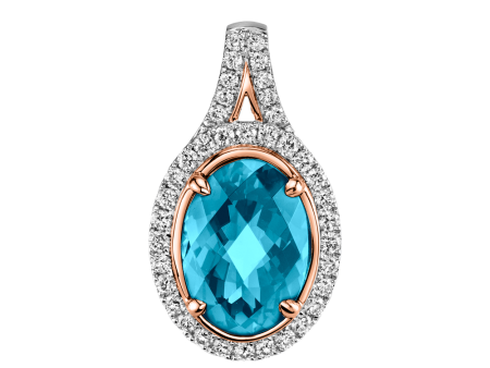 7 Carat London Blue Topaz & Diamond Pendant For Discount