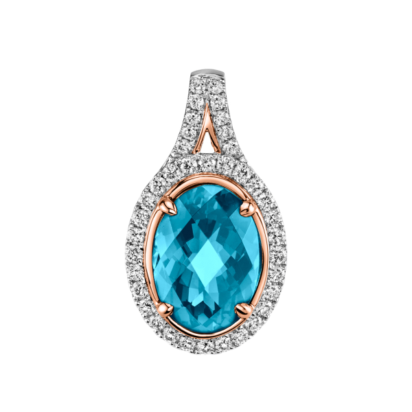 7 Carat London Blue Topaz & Diamond Pendant For Discount