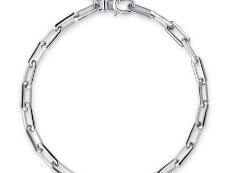 925 Sterling Silver Elongated Chain Bracelet Hot on Sale