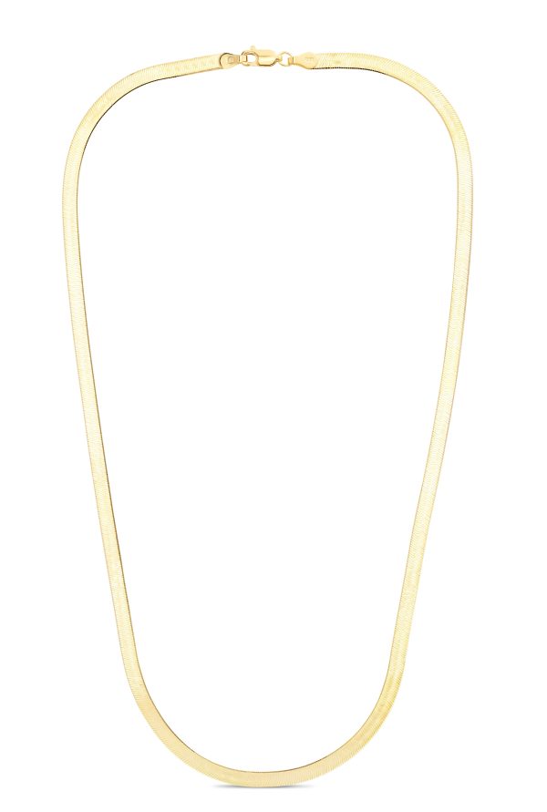 14K Gold 4mm Imperial Herringbone Chain Hot on Sale