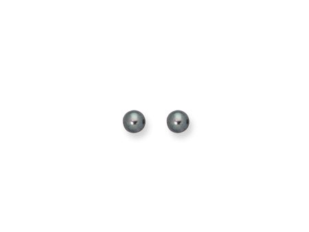 14K Gold  6MM Black Pearl Stud Earring Fashion