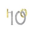 14K White-Yellow Gold Diamond Hoop Earrings For Cheap