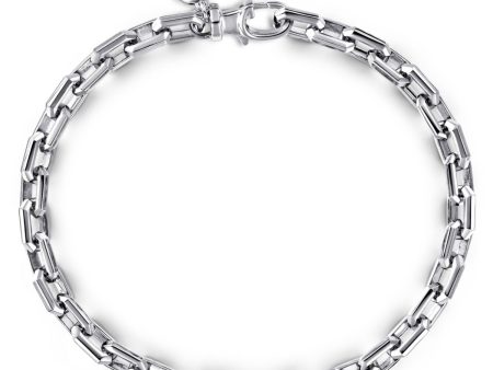 925 Sterling Silver Faceted Chain Bracelet For Sale