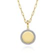 14K Yellow Gold Diamond 18mm Round Medallion Personalized Pendant Online now