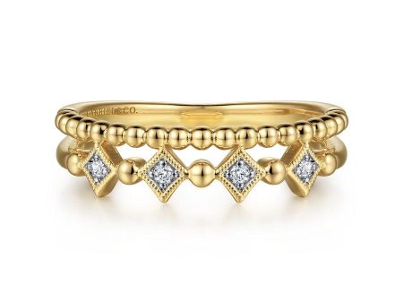 14K Yellow Gold Bujukan Stackable Diamond Ring For Sale