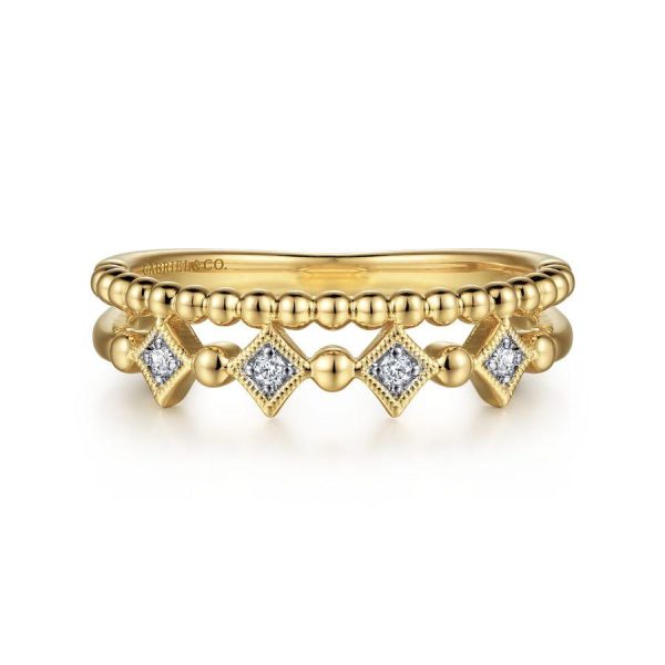 14K Yellow Gold Bujukan Stackable Diamond Ring For Sale