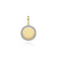 14K Yellow Gold Diamond 18mm Round Medallion Personalized Pendant Online now