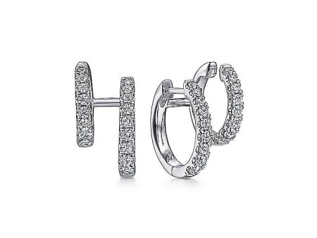 14K White Gold Diamond Easy Stackable Earrings Online Hot Sale