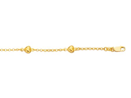 14K Gold Heart Station Bracelet For Cheap