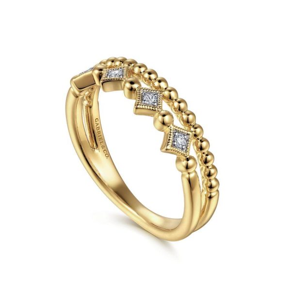 14K Yellow Gold Bujukan Stackable Diamond Ring For Sale