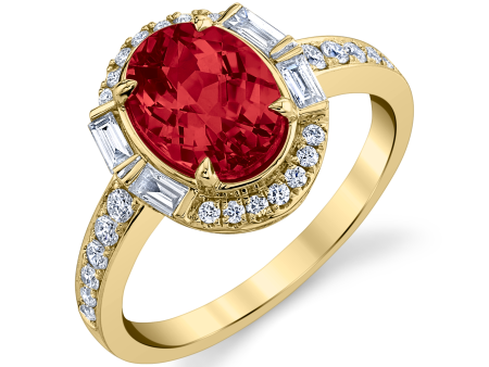 Garnet & Baguette Diamond Ring Online Hot Sale