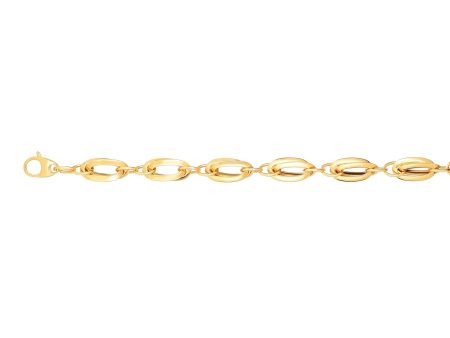 14K Gold Double Elongated Oval Link Bracelet For Sale