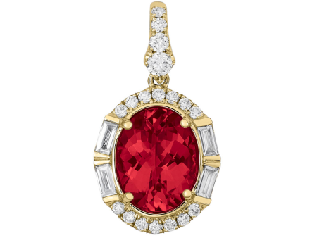 Garnet & Baguette Diamond Pendant Online