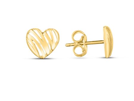 14K Scribble Heart Studs Fashion