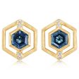 14K Yellow Gold Blue Topaz Diamond Earrings Discount