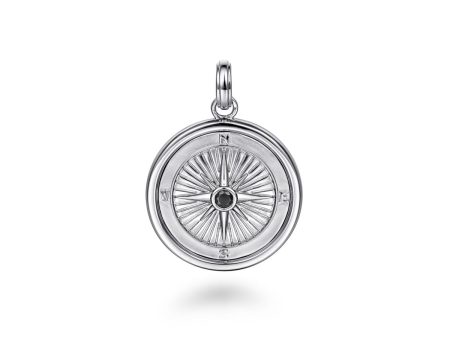 925 Sterling Silver Compass Pendant with Black Spinel Online