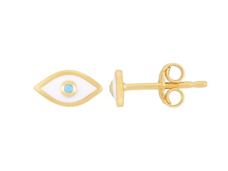 14K Gold Evil Eye Enamel Stud Earring Cheap