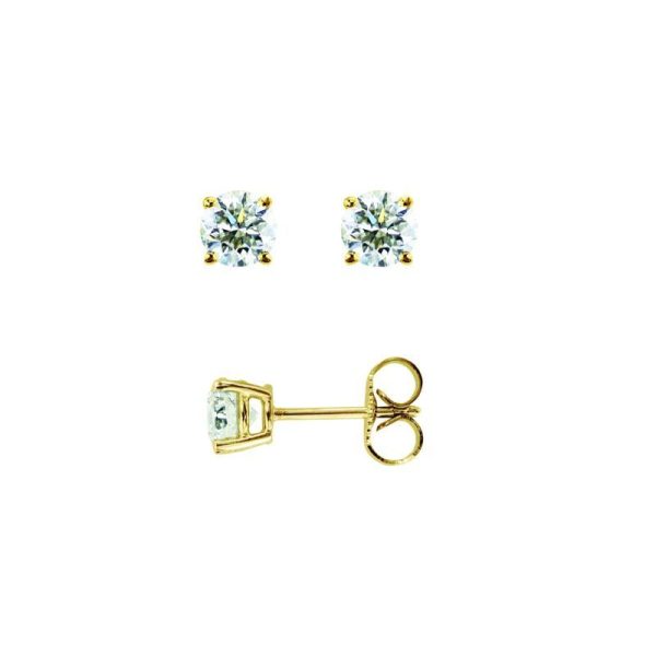 14K Gold .20ct J-K I1-I2 Round Diamond Stud Earring Hot on Sale