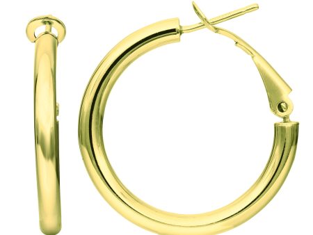 14K Gold 2x20mm Polished Omega Back Hoop Earring Online Sale