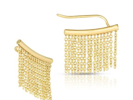 14K Gold Fringe Chain Ear Climbers Online