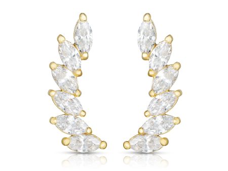 14K Gold Marquise CZ Ear Climber on Sale