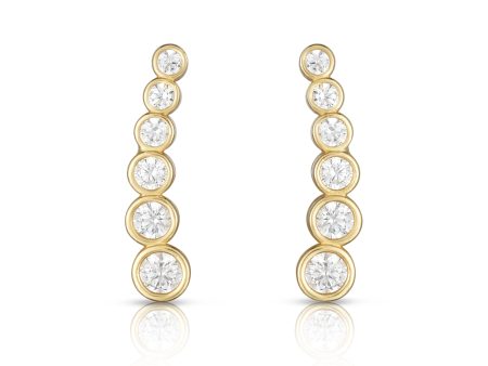 14K Gold Graduated Round Bezel CZ Ear Climber For Discount