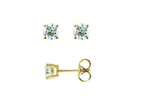 14K Gold .50ct J-K I1-I2 Round Diamond Stud Earring Online now