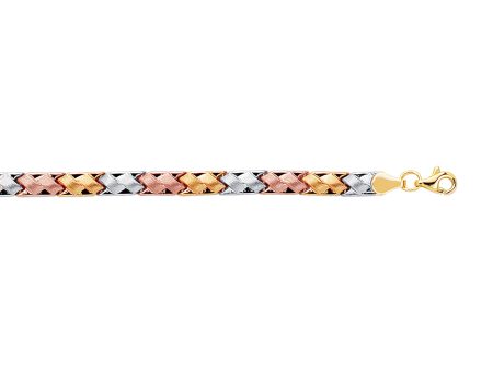 14K Tri-color Gold Satin Mini X Stampato Bracelet Online Sale