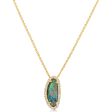 14K Yellow Gold Australian Opal Doublet Diamond Pendant Cheap