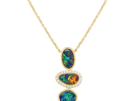 14K Yellow Gold Australian Opal Doublet Diamond Neckpiece Online