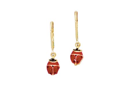 14K Gold Ladybug Drop Earring Online Hot Sale