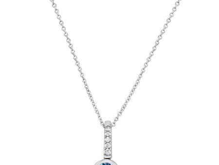 14K White Gold Blue Zircon Diamond Pendant Supply