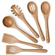 Verel  Wooden Kitchen Utensils Set - 6 Piece Non-Stick Bamboo Wooden Utensils for Cooking - Easy to Clean Reusable Wooden Spoons for Cooking, Spatula, Ladle, Turner & Pasta Server Online Hot Sale