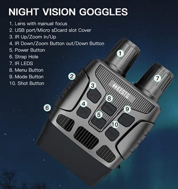 HKESTG Night Vision Goggles,Night Vision Binoculars for Total Darkness, Digital Infrared Night Vision 4X Zoom IR LED 850NM Binoculars for Adults with 32G TF HD Image&960p Video for Hunting and Surveillance Online Sale