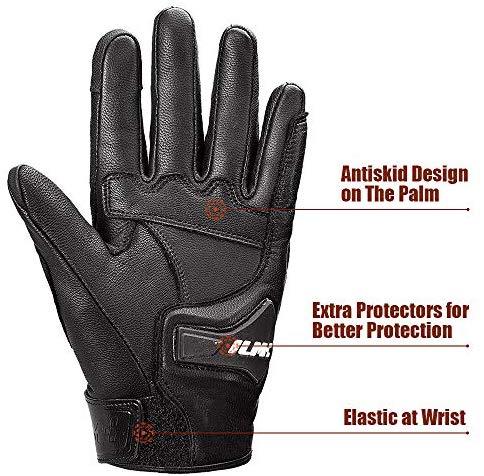 ILM Goatskin Leather Motorcycle Motorbike Powersports Racing Gloves Touchscreen For Men and Women Black (XXL, Black Perforated) on Sale