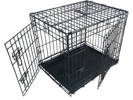 Shinea  Dog Puppy Cage Large 36 inch Black Folding 2 Door Crate with Non-Chew Metal Tray Online Hot Sale