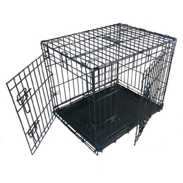 Shinea  Dog Puppy Cage Large 36 inch Black Folding 2 Door Crate with Non-Chew Metal Tray Online Hot Sale