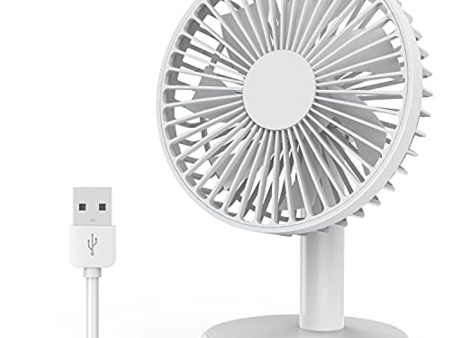 VersionTECH. Desk Fan, Small Quiet Fans Personal Portable USB Operated Cooling Mini Fan with 3 Speeds and 40° Adjustment for Table Desktop Office Home Car ( White ) Cheap