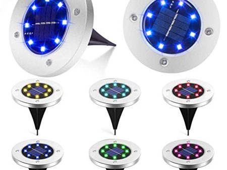 K.E.J. Solar Ground Lights Garden Lights Solar Powered Disk Lights Waterproof Multi-Color Auto-Changing 8 Lamp Beads In Ground Outdoor Landscape Lighting for Patio Pathway Lawn Yard Deck Driveway Walkway For Cheap