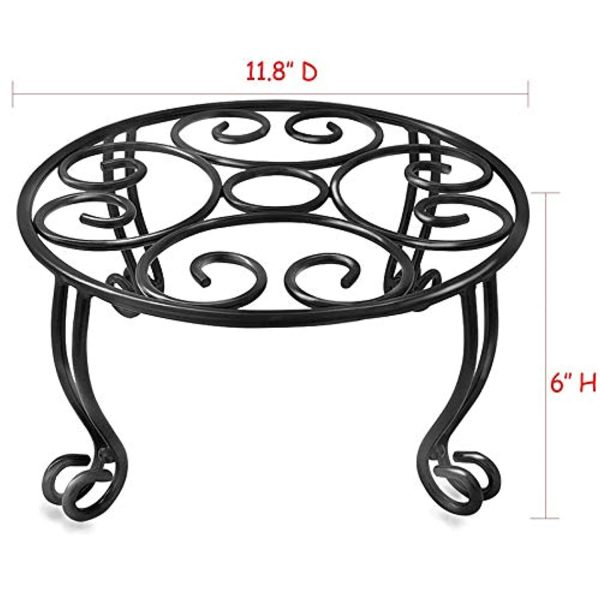 Uuuda 2 Pack Plant Stand 6IN Tall Indoor Outdoor for Flower Pot Metal Garden Container Round Supports Rack,11.8 Inches Black Cheap