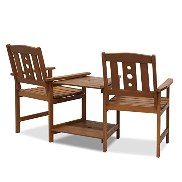 WestinTrends  FG17488 Tioman Outdoor Hardwood Patio Furniture Jack and Jill Chair Set in Teak Oil, Natural on Sale