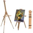 T-SIGN Portable Painting Easel Stand, Wood Art Floor Tripod Beech Easel, Foldable Design, Adjustable Height 36.5 to 75.5 Inches, Adjustable Large Tray for Painting, Sketching, Display Online