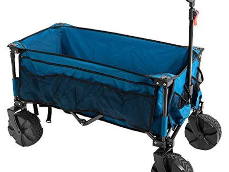 GARWINNER Folding Wagon Collapsible Utility Big Wheels Shopping Cart for Beach Outdoor Camping Garden All Terrain, Heavy Duty Portable Grocery Cart with Side Bag, Cup Holders Online Hot Sale