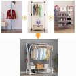 UDEAR Garment Rack Freestanding Hanger Double Rods Multi-functional Bedroom Clothing Rack, Double layer ，4 Hooks，White on Sale