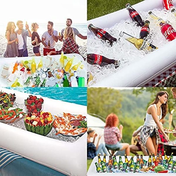 Moon Boat  2 PCS Inflatable Serving Salad Bar Tray Food Drink Holder - BBQ Picnic Pool Party Buffet Luau Cooler,with a drain plug Online