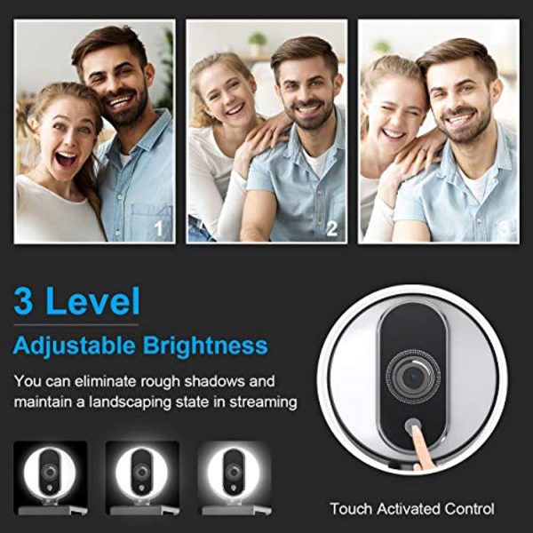 Unzano HD Webcam 1080P for Streaming with Ring Light, External Computer Web Camera with Dual Microphone, Autofocus Camera for PC Laptop Desktop Mac Video Calling Recording Skype Xbox One YouTube OBS Online Hot Sale