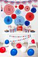 Moon Boat  66PCS 4th Fourth of July Decorations Set - Patriotic Paper Fans+Tissue Pom Poms+Star Streamer+American Flag Banner Garland+Hang Swirls+Balloons Cheap