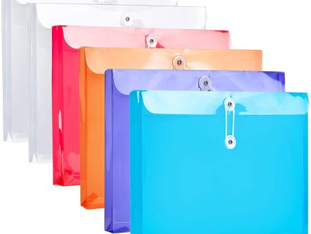 FANWU Plastic Letter Size Envelopes with Button & String Tie Closure, 1-1 6  Expansion, Side Load, Clear Poly Reusable File Folders Project Paper Documents Organizer for Office School Home Fashion