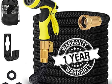 Unzano Garden Hose Expandable 50ft, Water Hose Flexible with 9 Function Spray Nozzle - Leakproof Expanding Lightweight No Kink Garden Hoses with 3 4  Solid Brass Fittings for Watering Washing Supply