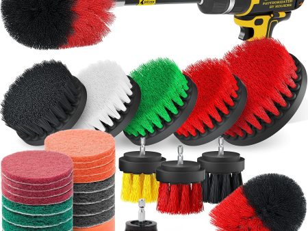 Holikme 30piece Drill Brush Attachments Set, Scrub Pads Sponge, Power Scrubber Brush with Rotate Extend Long Attachment All purpose Clean for Grout, Tiles, Sinks, Bathtub, Bathroom, Kitchen Automobile Sale